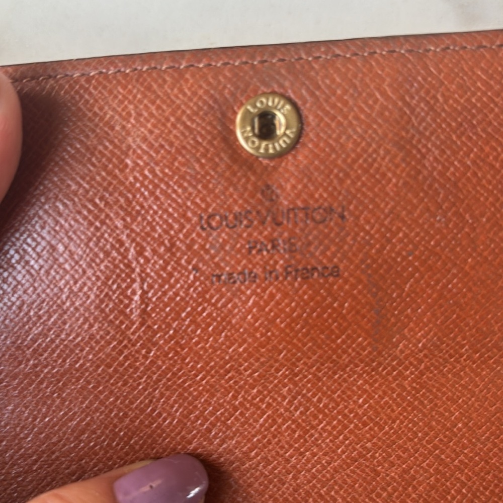 Used vintage Louis Vuitton monogram Sarah wallet, 2 card slots zipper coin pouch - Picture 4 of 10